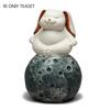Chinese Yixing Handmade Sculpture Purple Clay Tea Pet Moon Rabbit Model Ornaments Tea Figurine Crafts Zisha Tea Set Decoration