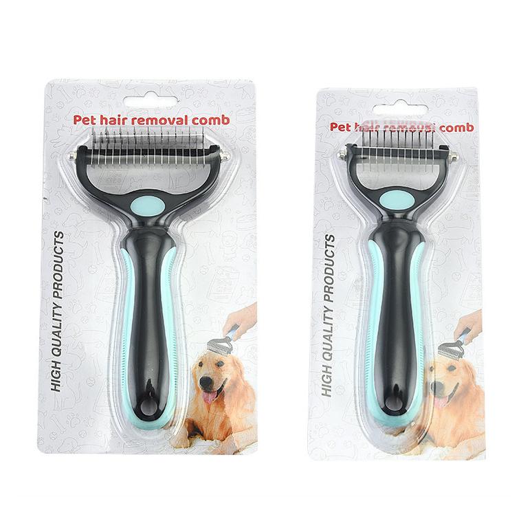 Pet Hair Remover Comb Double Sides Blades Fur Dematting Trimmer Deshedding Brush Pet Dog Grooming Brushes Dog Bath Brush