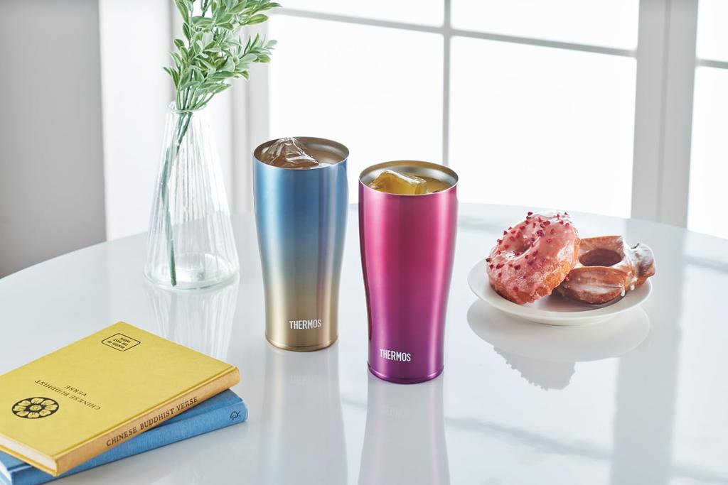 Thermos Vacuum Insulated Blue Dishwasher Thermos Flask Keeps Drinks Hot or Tumbler, 420ml, Gradient, Safe, Design, Cold, JDE-422LTD BL-G