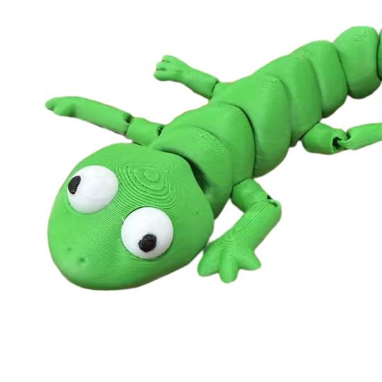 3D Printed Lizard Figurine Cute Articulated Movable Reptile Sculpture Collectible Flexible Animal Fidget Toy for Home Office Desktop
