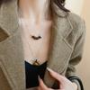 Autumn and winter retro coffee color tiger's eye stone pearl necklace temperament collarbone chain Maillard necklace women
