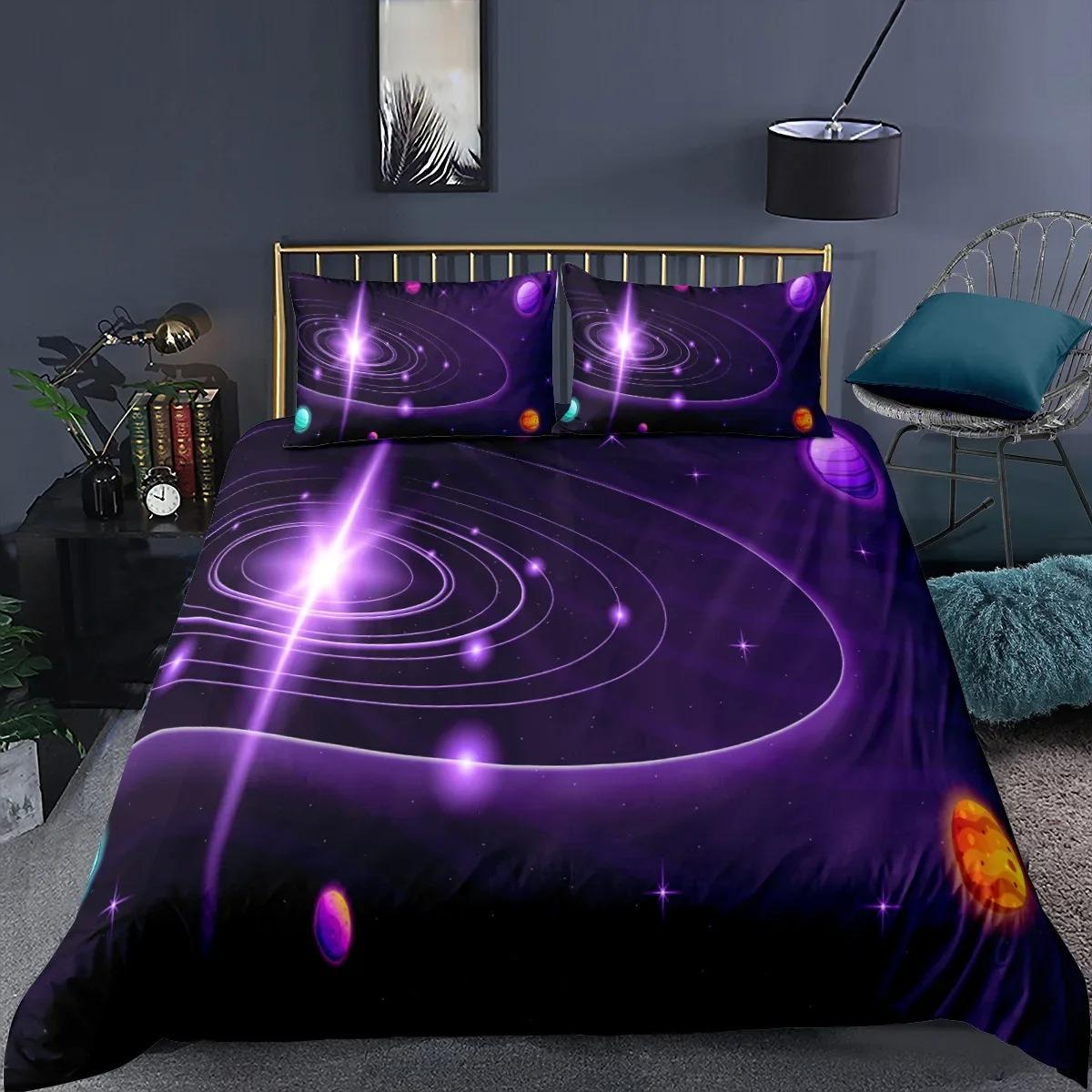 

Пододеяльник Starry Sky Galaxy Комплект постельного белья для мальчиков и девочек-подростков из микрофибры «Космос», «Солнечная система», «Планета», чехол для одеяла 70x133cm 2pcs