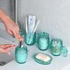 Teal Blue Bathroom Accessories Set 5pcs - Lotion Soap Dispenser, Toothbrush Holder, 2 Qtip Holder, Soap Dish, Bathroom Accessory Set, Modern Bathroom