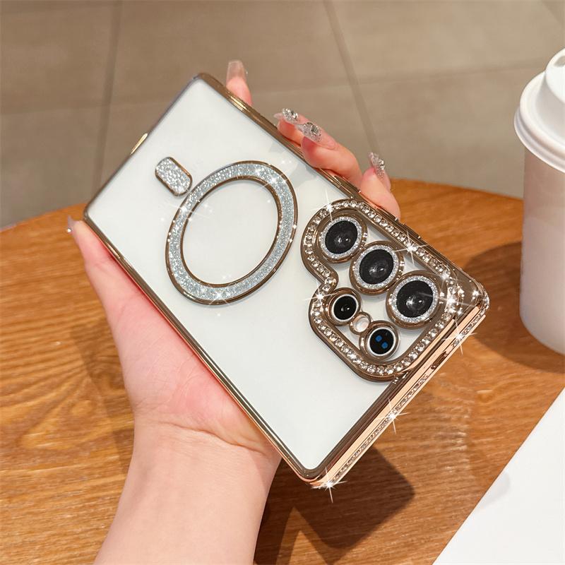For Samsung A56 A36 A26 A16 A55 A35 A25 A15 A05 Crystal Diamond Clear Case Bling Sparkly Magsafe Magnetic Wireless Charging Case