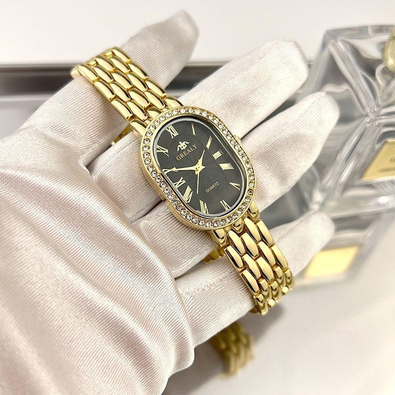 Francouzské ležérní módní jemné dámské kamínky malé destičky lehké luxusní dámské náramky elegantní quartz hodinky