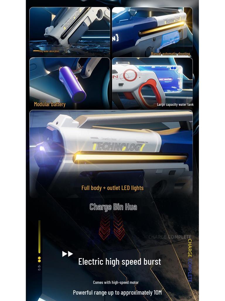 Automatic Pulse Electric Water Gun with Lights for Kids - Outdoor Splash Toy