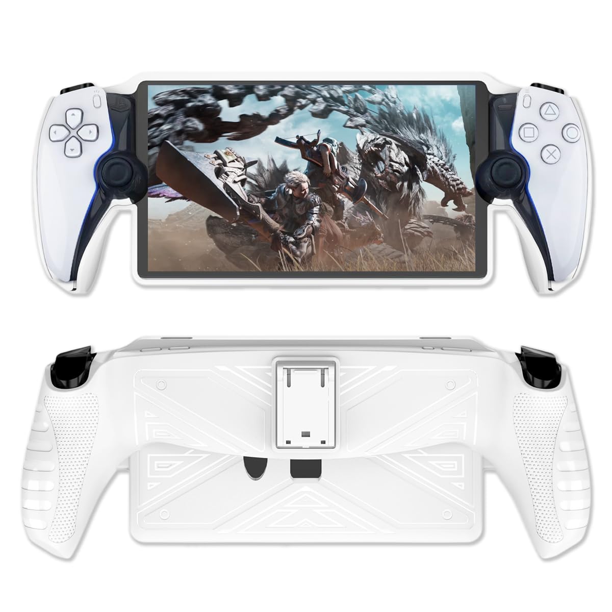 

K&SGAMER 2-Way PS Portal/PS5 Remote Player Semi-Hard Cover with Non-Slip Grip, Shock Absorption, and Stand (White)