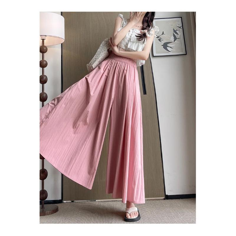 Spring Summer A Line High Waist Pants Skirt Women Trend Fashion Japanese Culottes Casual Loose Ice Silk Wide Leg Pant