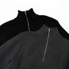 Unisex Oversized Cotton Blend Knit Sweater With Half Zip Mock Neck Loose Fit Winter Pullover
