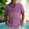 Men's Fashion Ethnic Print Short Sleeve Button Down Shirt Trendy Summer Style For Vacation Party Gathering Daily Commute