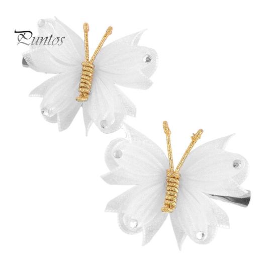 

2 шт. сетчатые заколки-бабочки, ручные универсальные детские аксессуары для волос для различных причесок белый