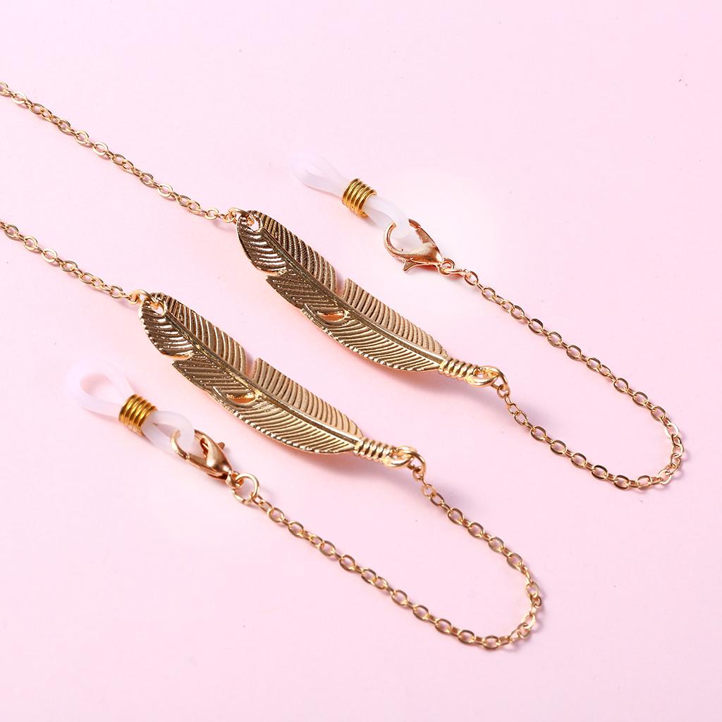 Women Fashion Gold Color Metal Leaf Nonslip Eyeglass Chain