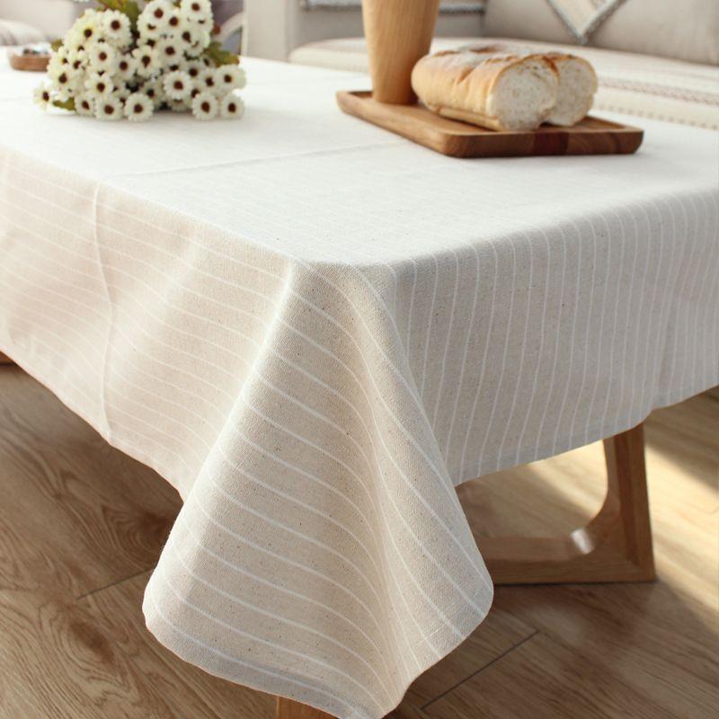 

Chestnut Cocoon Pure Color Japanese Style Stripes Plain Simple Modern Table Cloth Coffee Table Cotton Linen Tablecloth TV Counter Cloth Fabric
