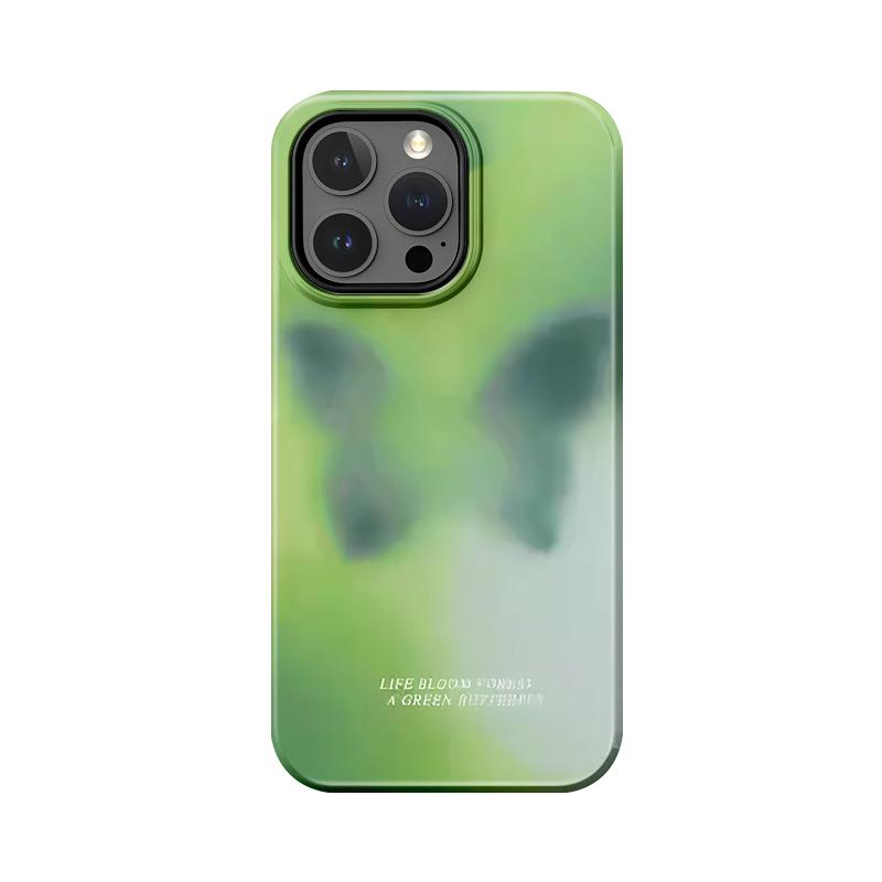 

Sublimation Coated Glossy Phone Case Hard Plastic +TPU Soft TPU Shell Butterfly Green Patterned Full Protective Back Cover for iPhone Samsung iPhone 7 / iPhone 8