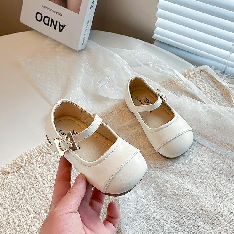 Girls' Solid Color Flats2026Spring and Summer New Models of Children's Loafers for Small, Medium, and Large Kids, Simple Children's Leather Shoes,