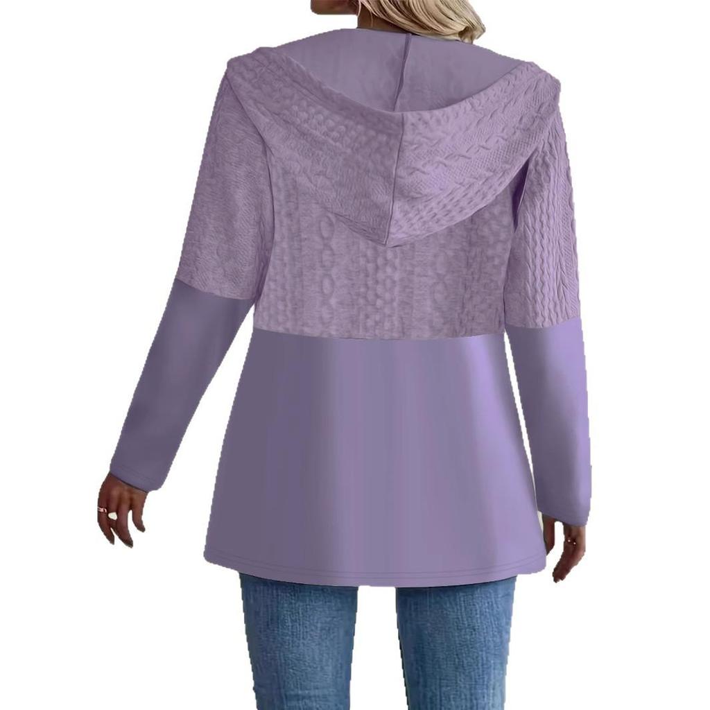 Giacca con Cappuccio da Donna Autunno/Inverno 2025 - Tinta Unita Patchwork a Rigate