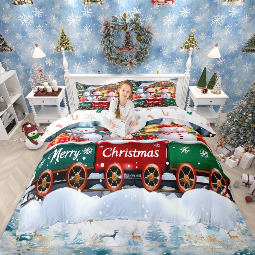 

Comforter Homewish Chic Christmas Tree Kawaii Santa Claus Comforter Setkids Xmas Gifts Bed Set For Boys Kids Comforter (quilt)-EU Single(135*200cm)3pcs