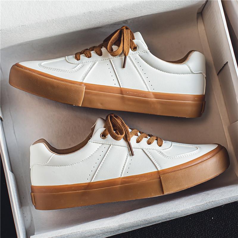 

2025 popular shoes men s ins trendy versatile leather surface white shoes niche American retro sports board shoes German training shoes 44 білий