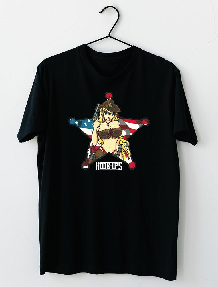 HookUps Skateboard American Cowboy Girl T-shirt S4XL S