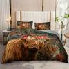 3pcs Vintage Duvet Cover Set, Rustic Pastoral Style Highland Cow Pattern Bedding Set, Soft Comfortable Breathable Duvet Cover