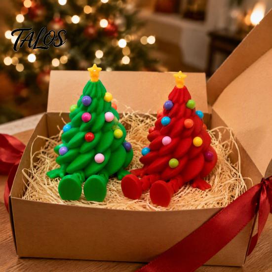 Christmas Tree Ornaments Articulated Figurine, 3D Printed Movable Joints Colorful Tabletop Ornament, Creative Holiday Table Decor Flexible Character