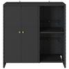 Black Storage Cabinet with Shelf 100 x 36 x 102 cm Rattan