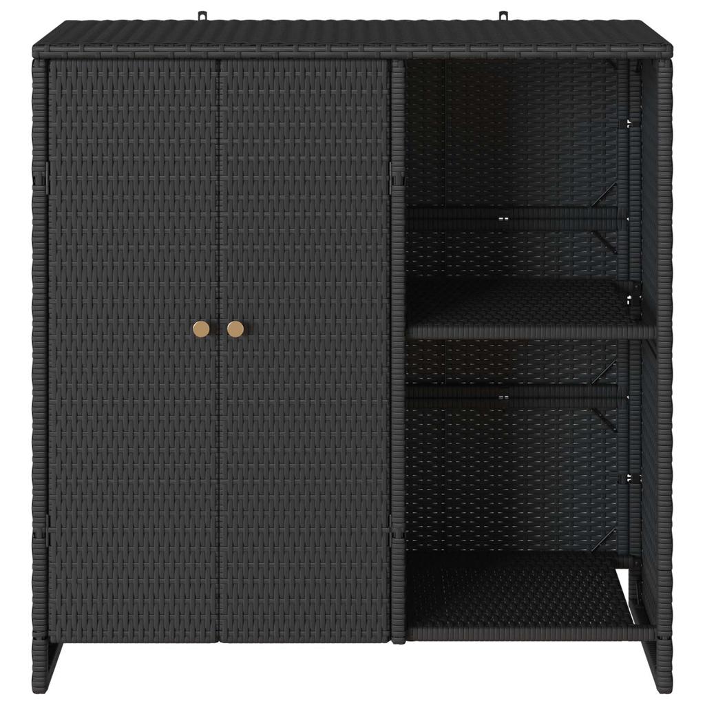 Black Storage Cabinet with Shelf 100 x 36 x 102 cm Rattan
