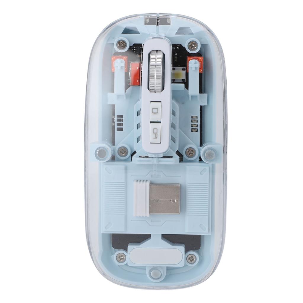 Transparent Computer Mouse 2.4G BT1 BT2 Tri Mode USB Rechargeable Wireless Bluetooth Mouse with USB Receiver for Laptop