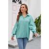 Spring and Autumn Women's Shirt Insert Sleeve Tencel Top Soft Solid Color Loose Plus Size Blouse
