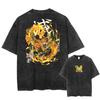 Japan Anime Demon Slayer Agatsuma Zenitsu Print T Shirt Men Washed Cotton T-shirts Manga Casual Tee Harajuku T Shirt
