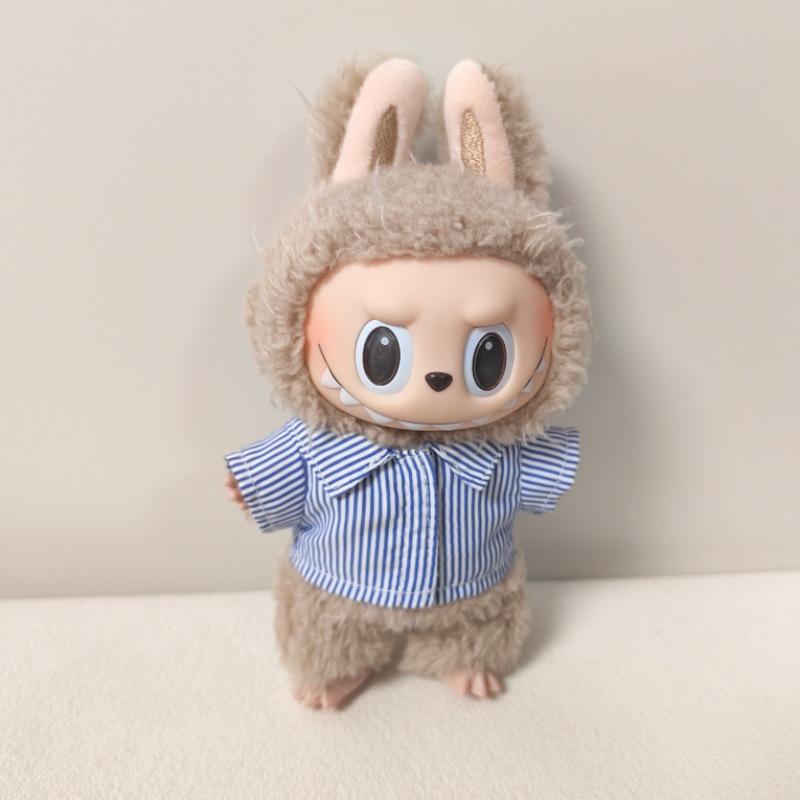 Labubu Pendant Clothing Set for First & Second Generation: Includes Striped Shirt, Pants, & Bag Replacement for Labubu Doll