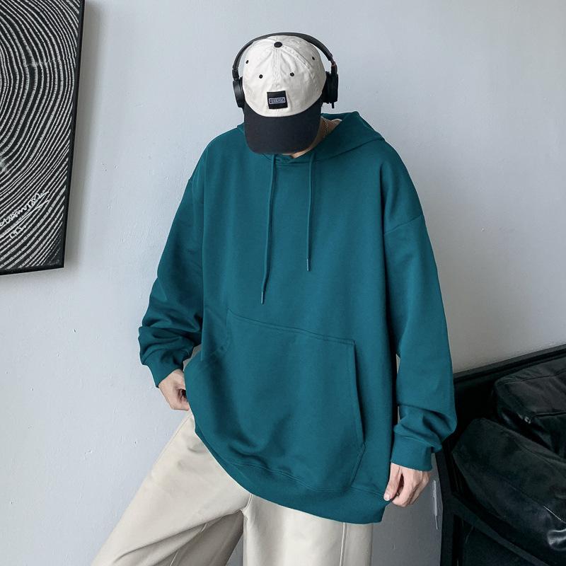Sweat à capuche décontracté et confortable pour homme, haut ample, couleur unie, pour le sport et le printemps-automne