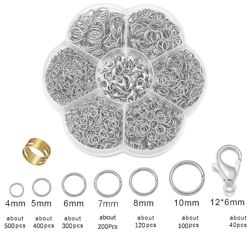 1 Box Biegeringe DIY Schmuckzubehör-Set für Anfänger Offene Biegeringe Schmuckherstellung Schlüsselanhänger Halsketten Reparatur mit Öffner-Werkzeug