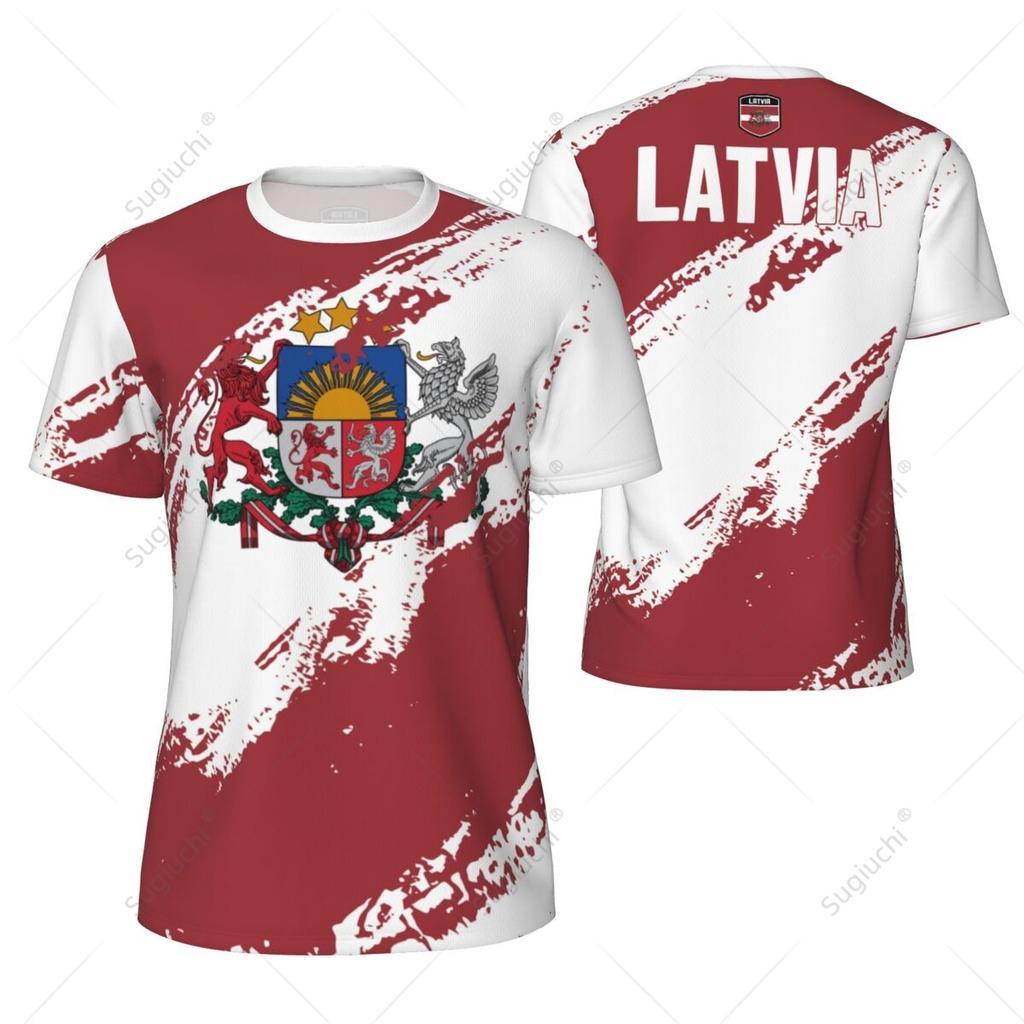 Sports Mesh T-shirt Latvia Flag For Running Bike Soccer Tennis Football Fitness Tees 3D Printed Custom