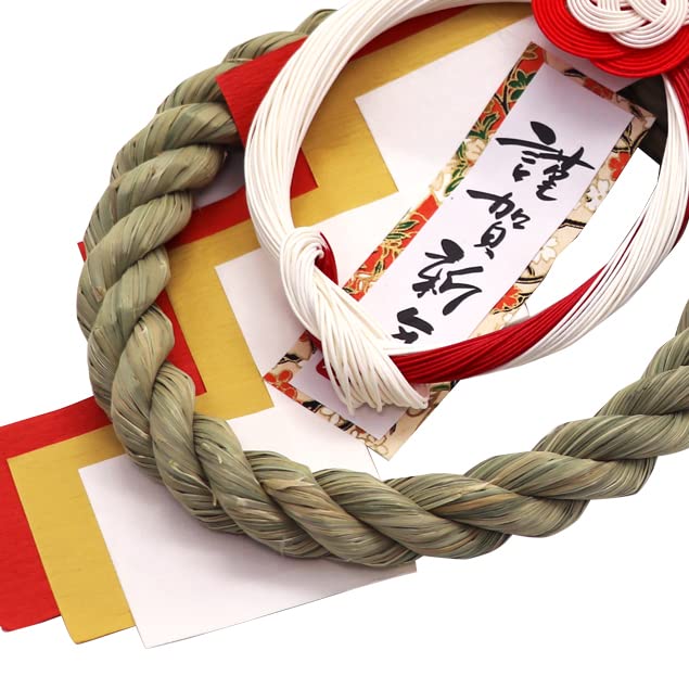 Osaka Choseido New Shimenawa Stylish Entrance Wreath with Approximately 22cm Umekomachi Includes Bonus Maneki Neko Chopstick Rest Year's Decoration,