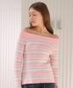 VLETI Striped Ribbed Off-Shoulder Knit (Pink)