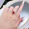 Xian Can Jewelry S925 Silver 9x11mm Pigeon Blood Red Pave Ring, European & American Style, Xiaohongshu Live.