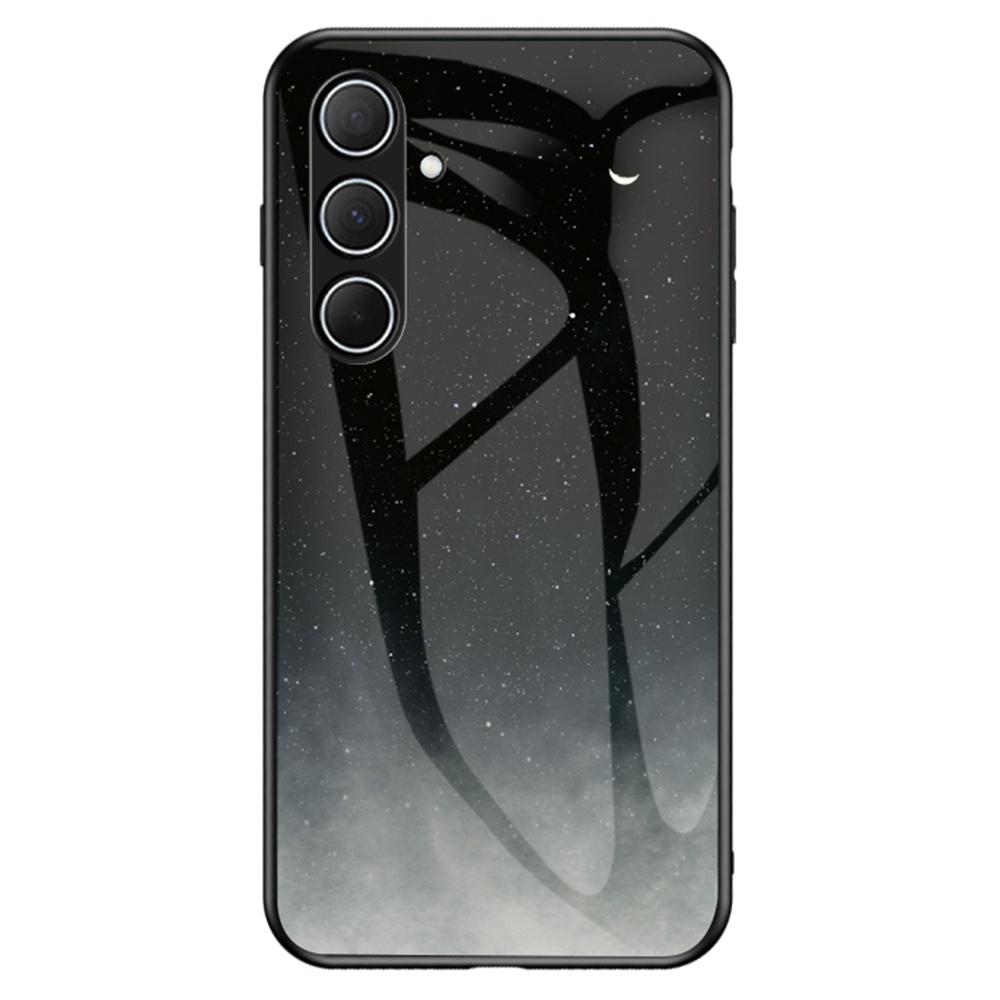 

For Samsung Galaxy A36 5G Case Starry Sky Pattern Tempered Glass Phone Cover Starry Crescent Moon