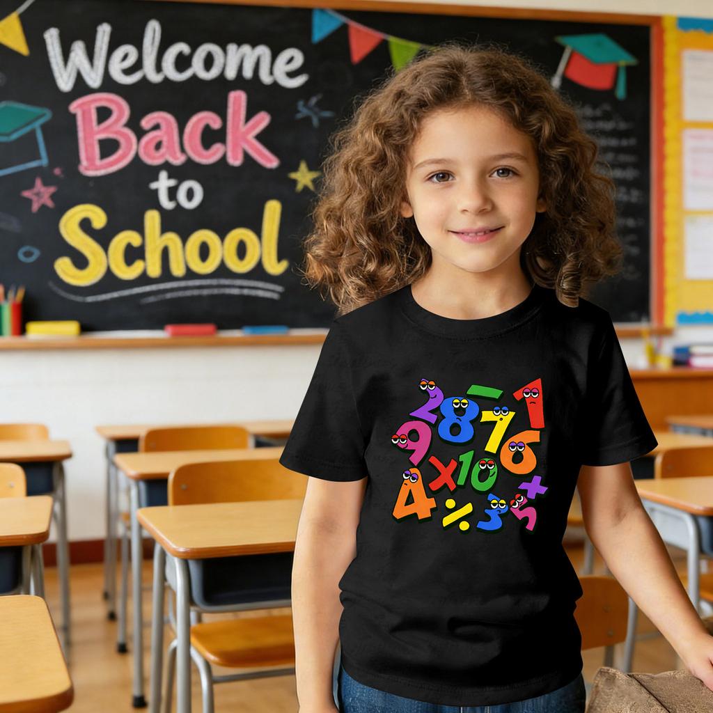 Modische Rundhals-Kurzarm-Arbeitskleidung bedruckte Oberteile für Kinder-Sommeroberteile