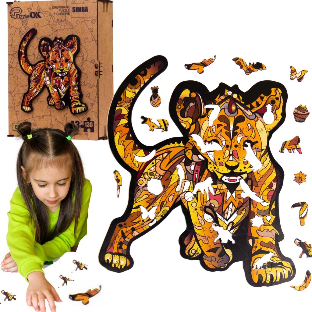 Puzzle Drewniane Układanka Lew Mały Tygrys Simba Pua4-00751