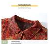 Elegant Floral Print Top with 3/4 Sleeves for Middle-Aged and Elderly Women
