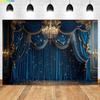 Vintage Blue Palace Backdrop For Photography Boy Baby Shower Birthday Party Background Artistic Portrait Photo Shoot Props