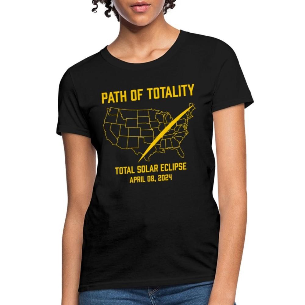 Solar Eclipse 2024 US Map Path of Totality Women s T-Shirt S