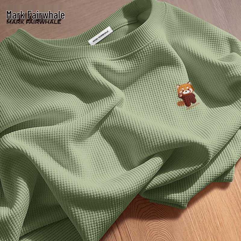 Mark Fairwhale Men's Waffle Texture Long Sleeve Crew Neck T-Shirt