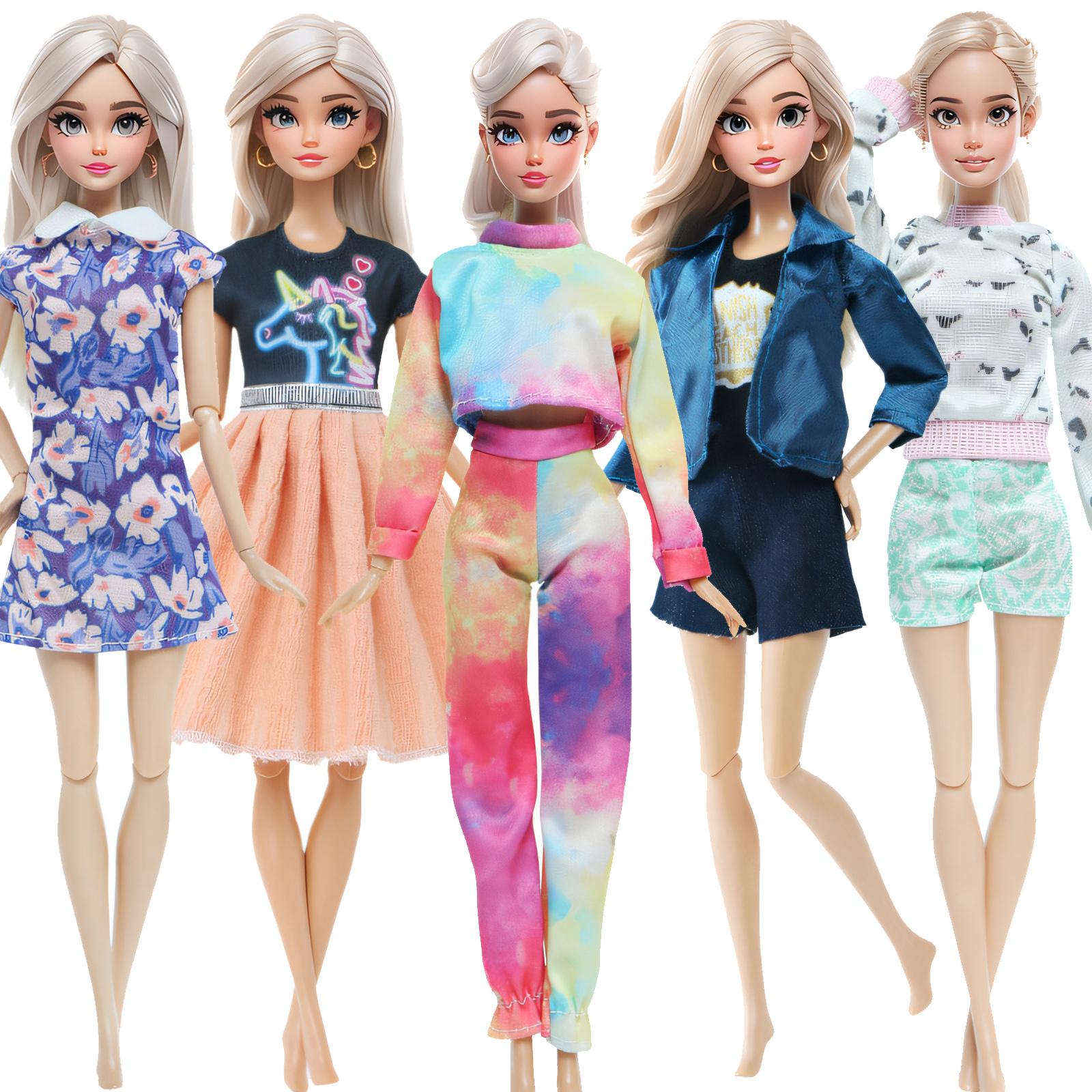 

5 комплектов кукольной одежды, элегантные блестящие наряды, мини-платья, юбки, рубашки для куклы 1/6 11,5 дюймов, прекрасный подарочный набор для девочки, игрушка(НЕТ КУКЛ)