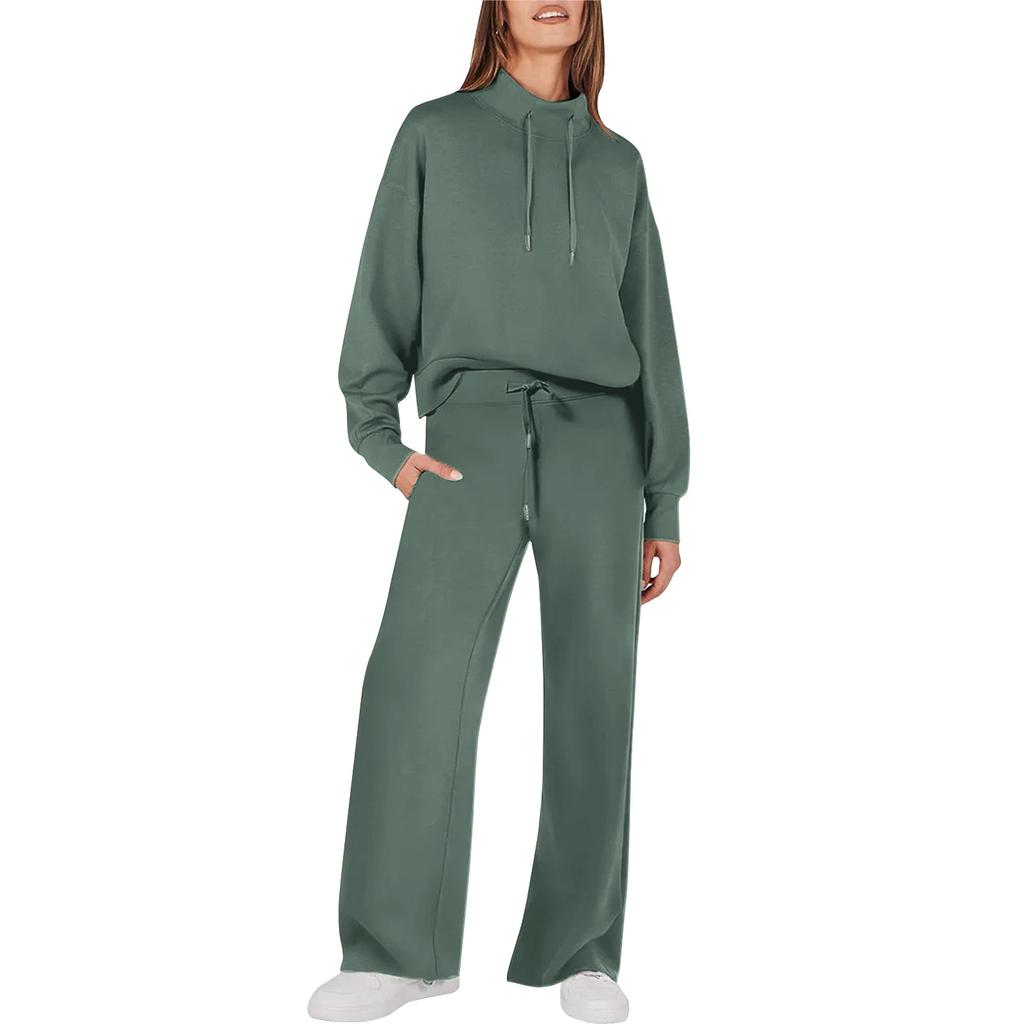 Women's 2 Piece Sweatshirt Set Top And Wide Leg Pants Tracksuit Yoga Wear Loungewear Set Motorcycle Tracksuit