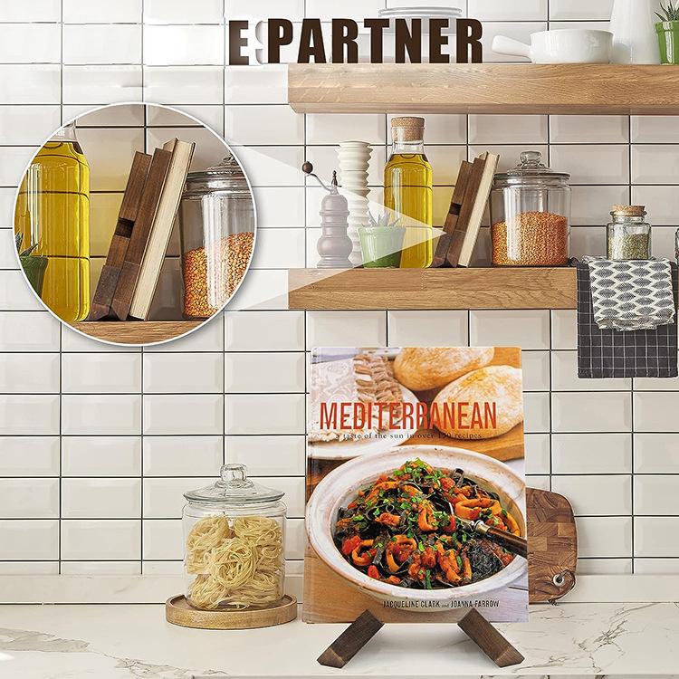 Wooden restaurant home recipe rack kitchen menu display rack hanging study desktop reading wooden book stand