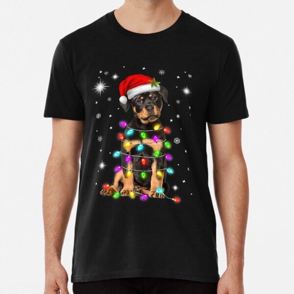 Christmas With Rottweiler Dog Premium T-Shir S to 5XL Made in the AU/USA T-Shirt