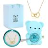 Creative Immortal Flower Rotating Rose Bear Jewelry Box Double Heart Necklace Valentine'S Day Romantic Gift For Women Girlfriend