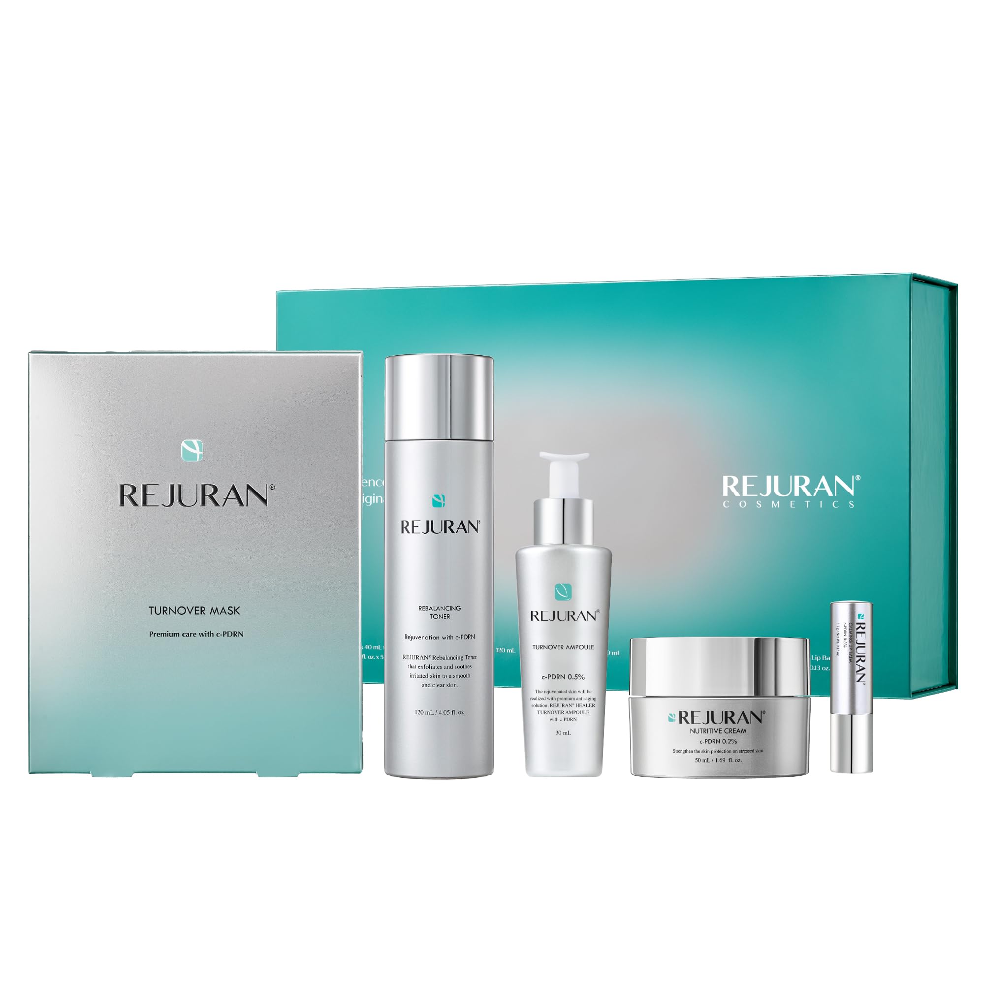 

REJURAN Skincare Coffret Идеальный как Содержит для сияющего набора корейской косметики [Официальный] [Идеальный подарок] Набор. подарок. c-PDRN упругий, кожа. 5 частей